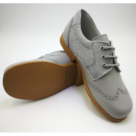 combined shoe in linen and leather