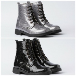 Military boots patent leather puntini