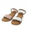 Leather sandal with metallic detail